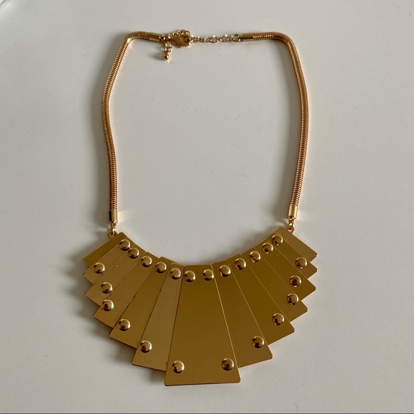 Gold Bib Reversible Statement Adjustable Necklace - Picture 6 of 7
